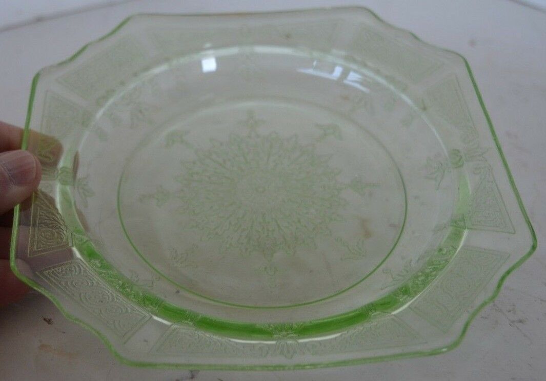 Vintage Princess Green Depression Glass Side Bread Plate