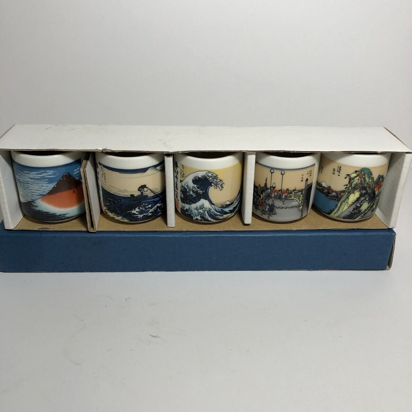 Small Chinese Teacups Set Of 5 Decorative White Cups