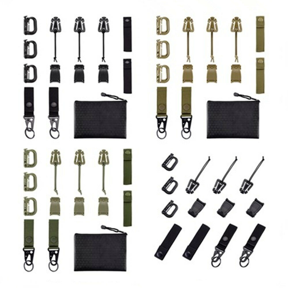 13 Pcs Tactical Gear Clip Strap For Molle Backpack Webbing Attachments D Ring